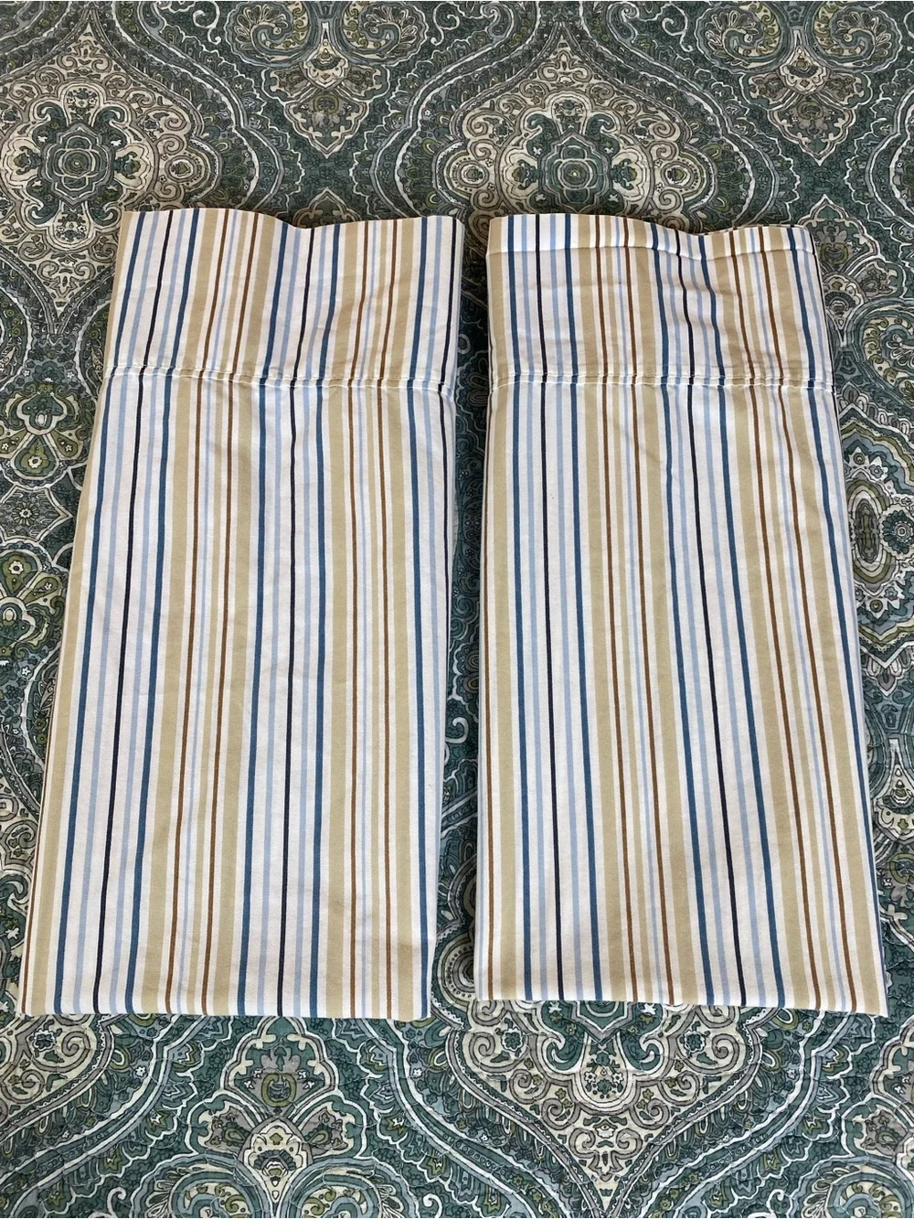 The Big One Blue, Tan and White Striped Bedding Sheet standard size